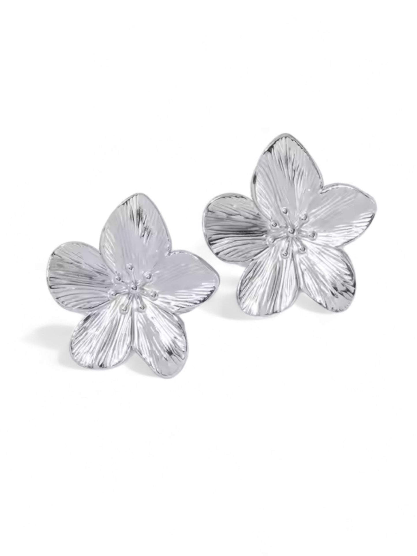 ARETES FLEUR PLATEADO